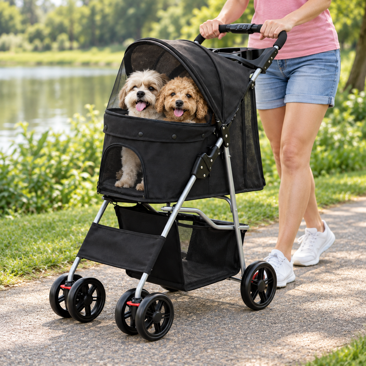 Zusammenklappbarer Haustierbuggy mit reisefreundlichem Design und einfacher Aufbewahrung