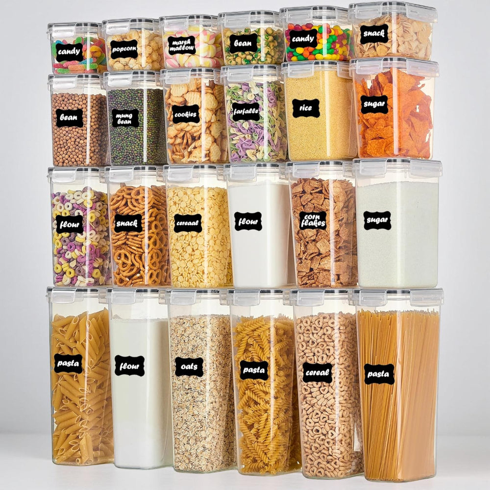 Set de recipiente pentru depozitarea alimentelor, etanșe, stivuibile, clare, pentru bucătărie