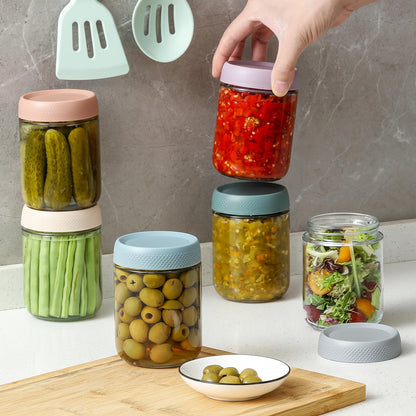 Conjunto de Frascos de Vidro para Armazenamento de Alimentos Herméticos e Empilháveis para Cozinha