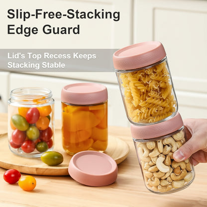 Conjunto de Frascos de Vidro para Armazenamento de Alimentos Herméticos e Empilháveis para Cozinha