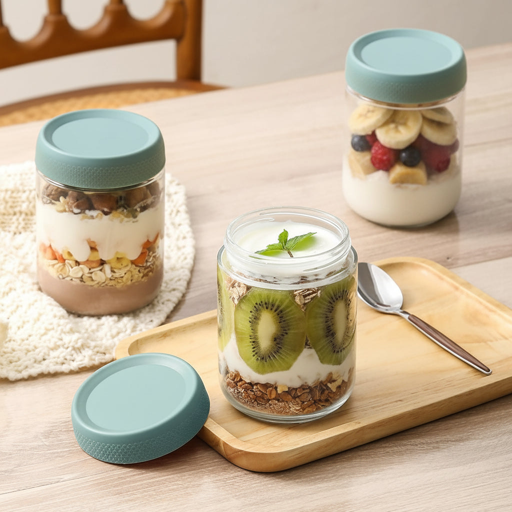Conjunto de Frascos de Vidro para Armazenamento de Alimentos Herméticos e Empilháveis para Cozinha