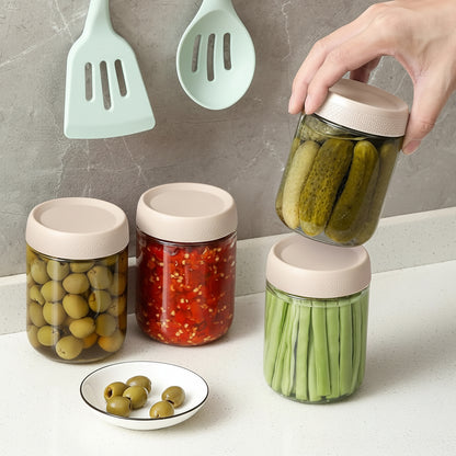 Conjunto de Frascos de Vidro para Armazenamento de Alimentos Herméticos e Empilháveis para Cozinha
