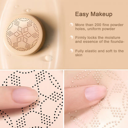 Foundation Makeup Pude Kompakt Naturlig Dækning Ansigts Påfører
