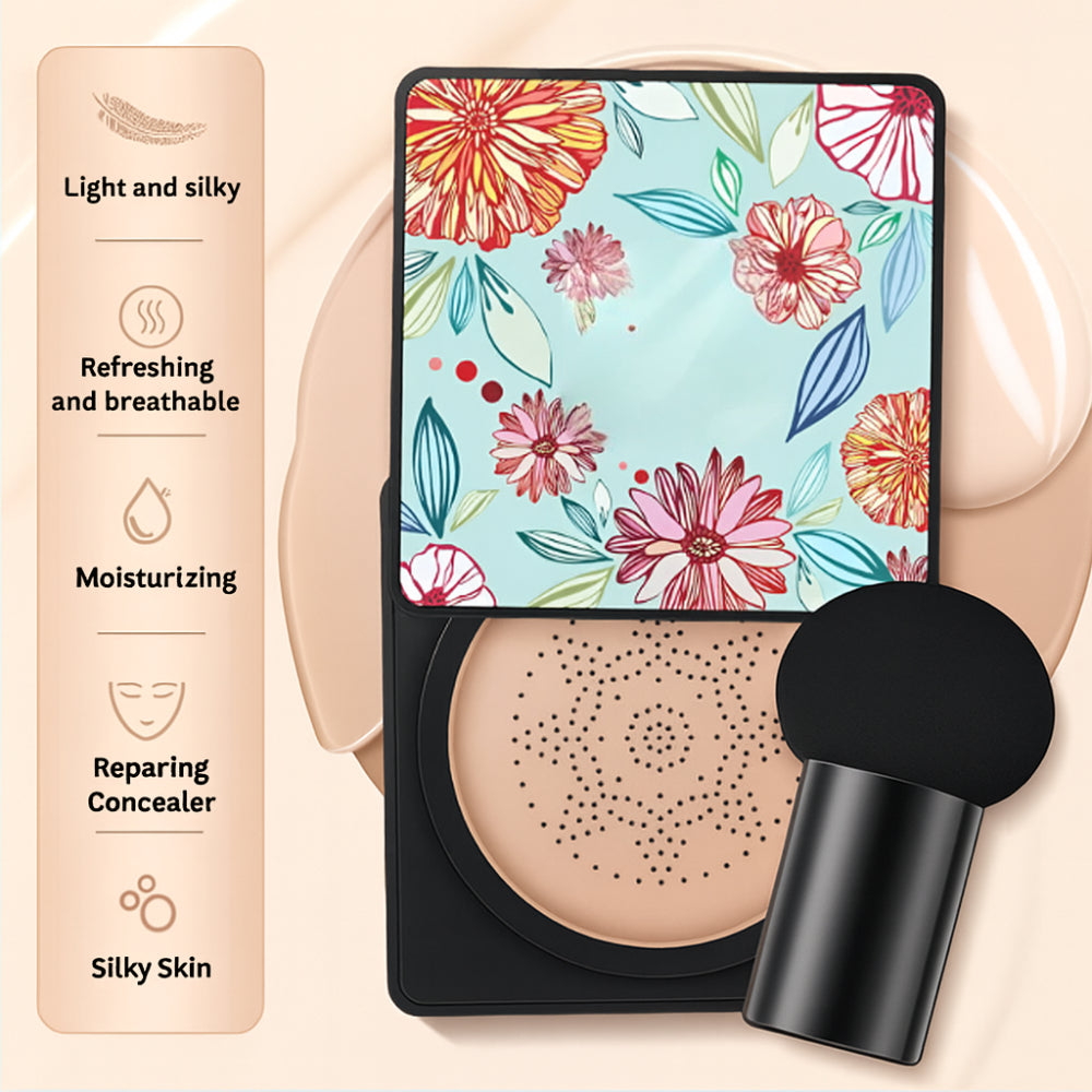 Foundation Makeup Pude Kompakt Naturlig Dækning Ansigts Påfører