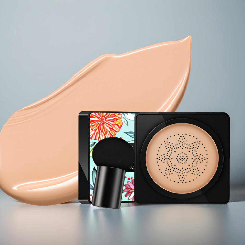 Foundation Makeup Pude Kompakt Naturlig Dækning Ansigts Påfører
