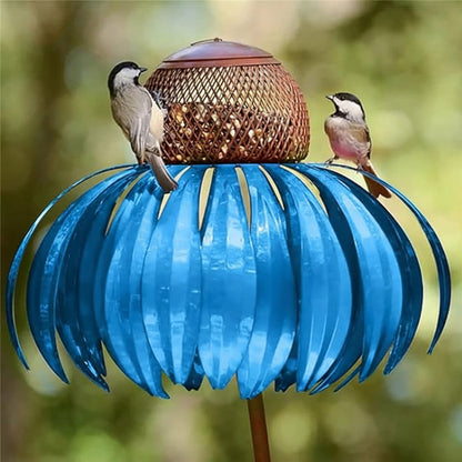 Comedero de pájaros de metal para jardín con girasol colgante para alimentar al aire libre