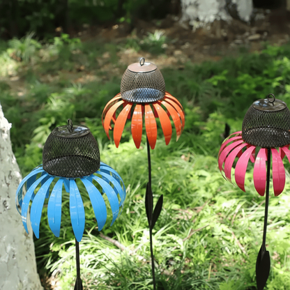 Comedero de pájaros de metal para jardín con girasol colgante para alimentar al aire libre