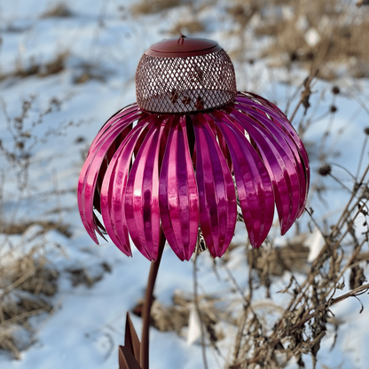 Comedero de pájaros de metal para jardín con girasol colgante para alimentar al aire libre