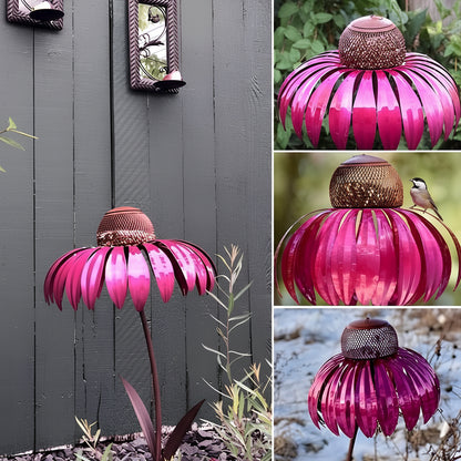 Comedero de pájaros de metal para jardín con girasol colgante para alimentar al aire libre