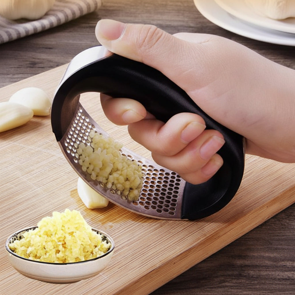Spremiaglio in acciaio inox con schiacciatore portatile e manico ergonomico