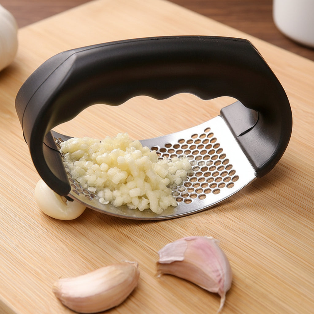 Spremiaglio in acciaio inox con schiacciatore portatile e manico ergonomico