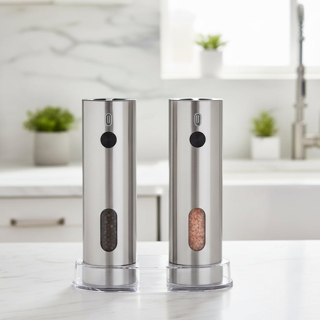 Set di macinapepe e macinasale elettrici con base di ricarica USB