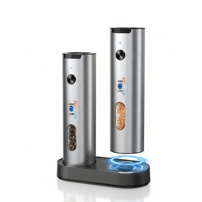 Juego de molinillos eléctricos para sal y pimienta con base de carga recargable por USB ProMax