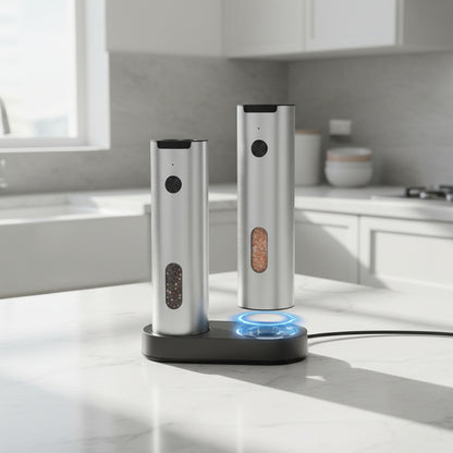 Set di macinapepe e macinasale elettrici con base di ricarica USB