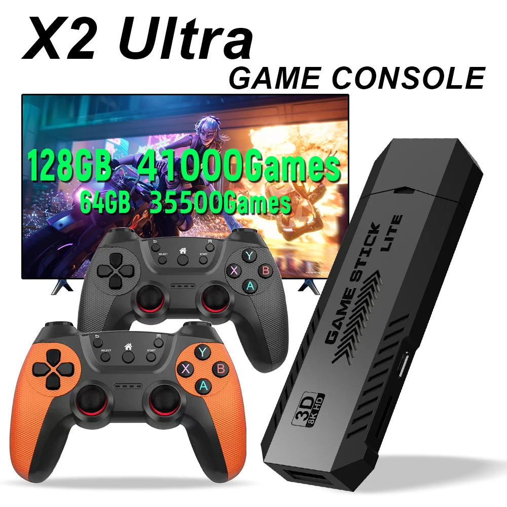 Console da gioco wireless per TV sistema retrò con doppio controller e configurazione