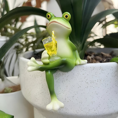 Gartenschmuck Frosch Pflanztopf Rand Hängeornament