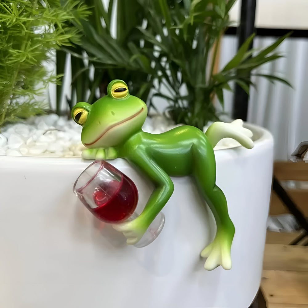 Gartenschmuck Frosch Pflanztopf Rand Hängeornament