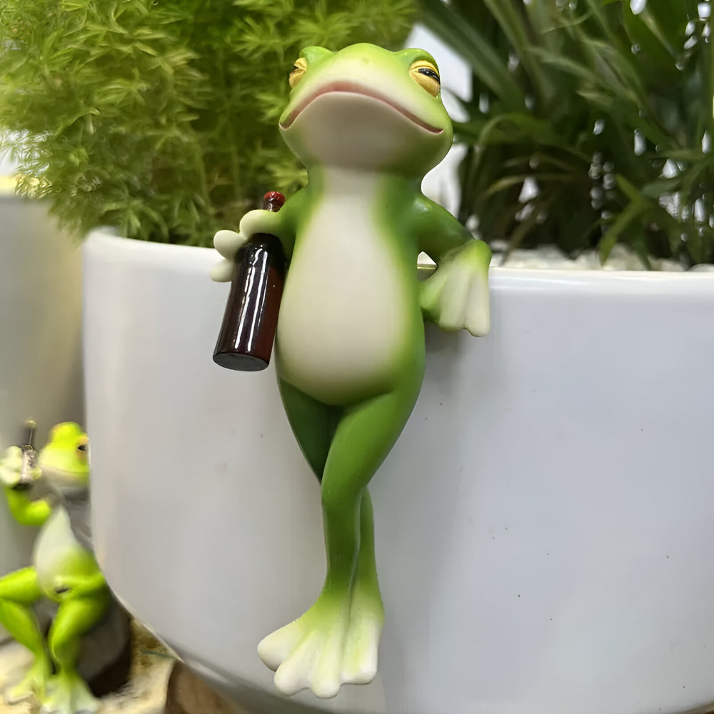 Gartenschmuck Frosch Pflanztopf Rand Hängeornament