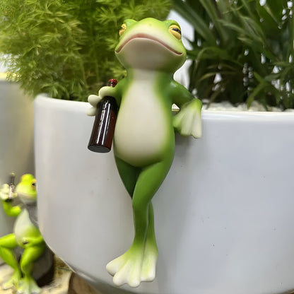 Gartenschmuck Frosch Pflanztopf Rand Hängeornament