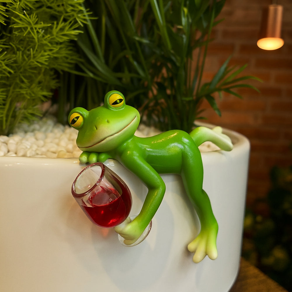 Gartenschmuck Frosch Pflanztopf Rand Hängeornament