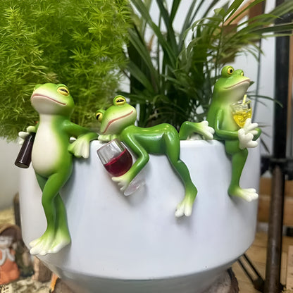 Gartenschmuck Frosch Pflanztopf Rand Hängeornament