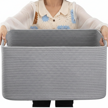 Laundry Basket Large Rope Rectangular Storage Handles