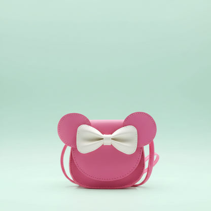 Girls Purse Cute Mouse Crossbody Bag Bow PU Mini Handbag