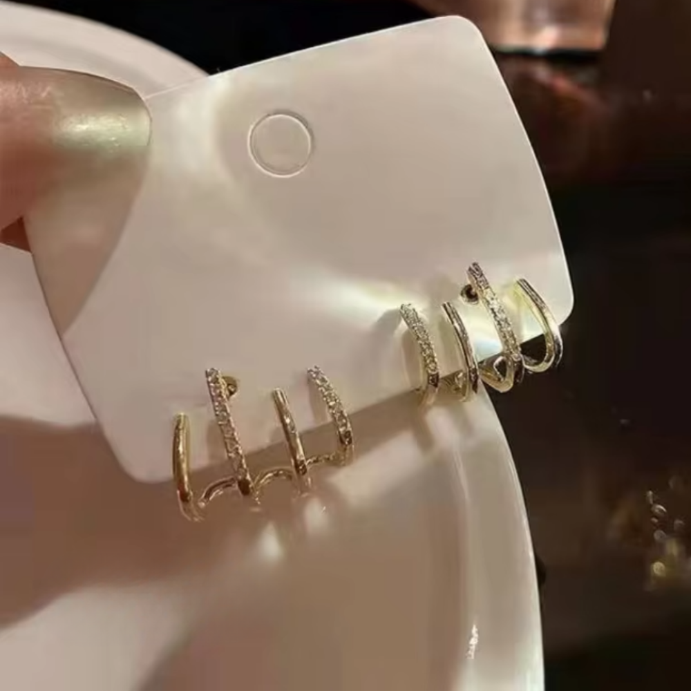 Brincos Presente Dia da Mãe Argola Dourada Camadas Joalharia Minimalista