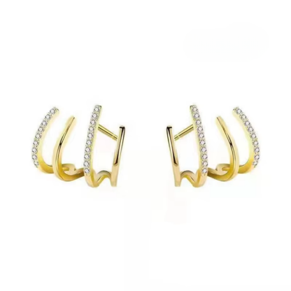 Brincos Presente Dia da Mãe Argola Dourada Camadas Joalharia Minimalista
