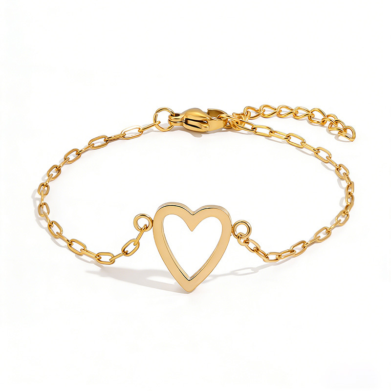 Pulseira Ajustável com Corrente de Coração para Casais