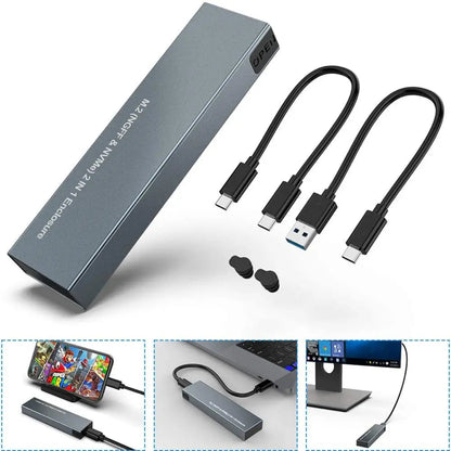Carcasa externa portátil para disco duro SSD USB C NVMe SATA