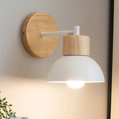 Lampada da parete in legno e metallo | Lampada da comodino moderna in stile nordico