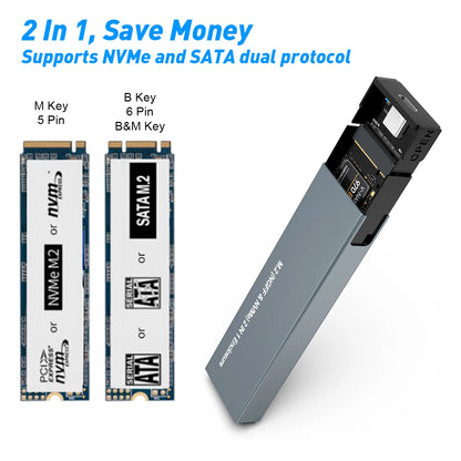 Carcasa externa portátil para disco duro SSD USB C NVMe SATA