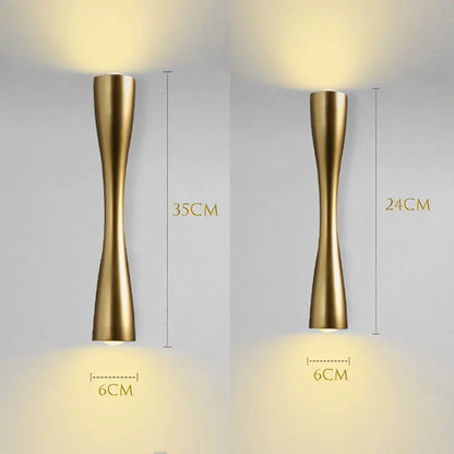 Candeeiro de Parede Moderno Dourado | Lâmpada Nórdica Impermeável de Luz Ascendente e Descendente
