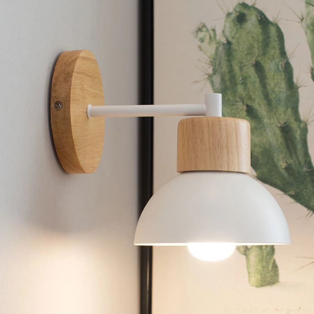 Wood & Metal Wall Lamp | Modern Nordic Bedside Light