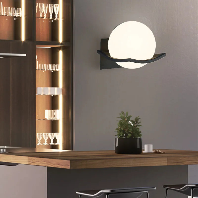 Makar Wall Light | Modern European Glass Globe Sconce