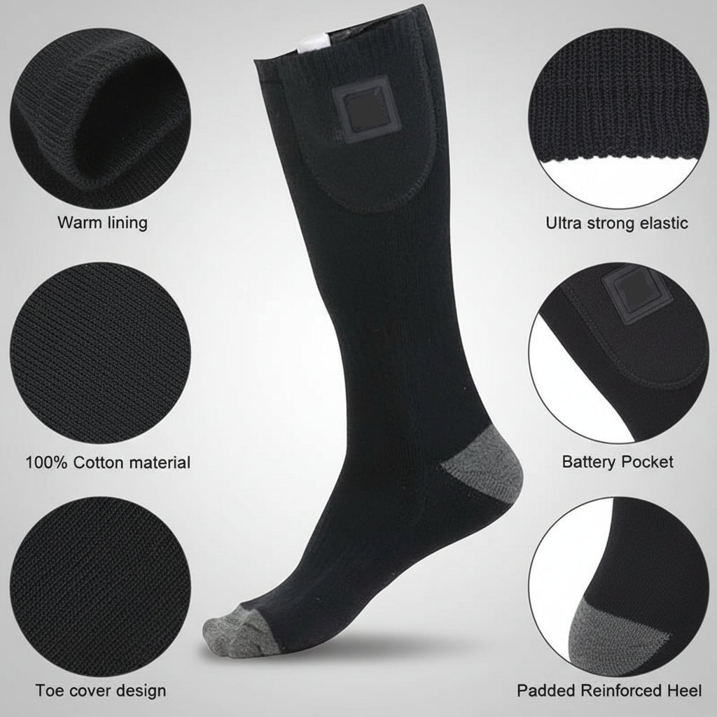 Heated Socks Electric Thermal Foot Warmer Winter Outdoor Use