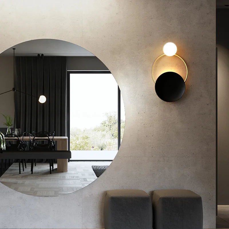 Designer Glass Wall Lamp | Modern Round Spherical Metal Light