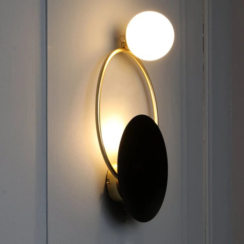 Designer Glass Wall Lamp | Modern Round Spherical Metal Light