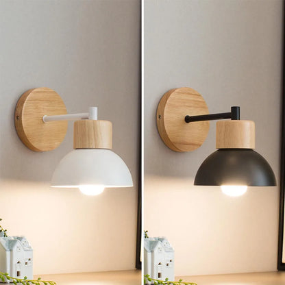 Lampada da parete in legno e metallo | Lampada da comodino moderna in stile nordico