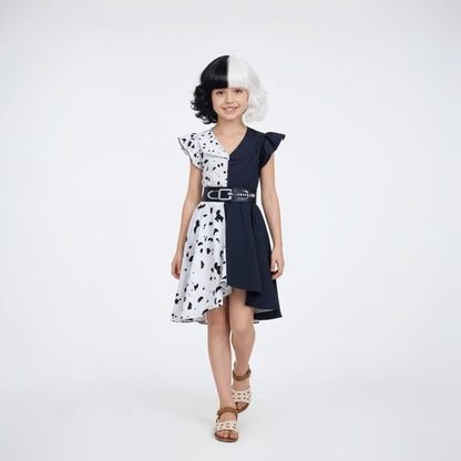 Halloween Costume Dalmatian Dress Cape Cosplay Outfit