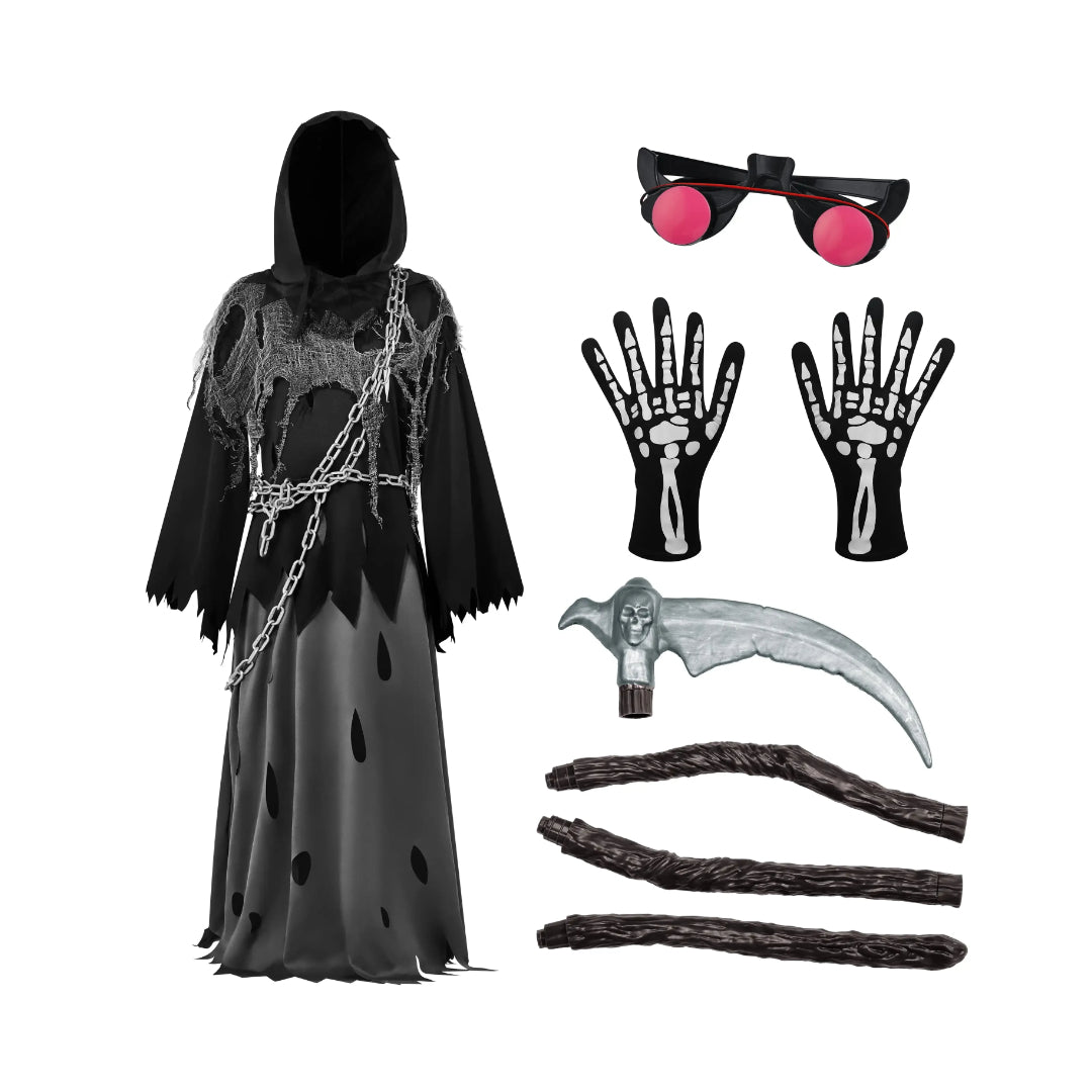 Halloween-Kostüme Sensenmann Kapuzenmantel Set