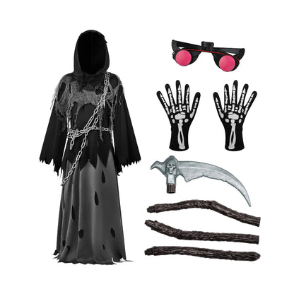 Halloween-Kostüme Sensenmann Kapuzenmantel Set