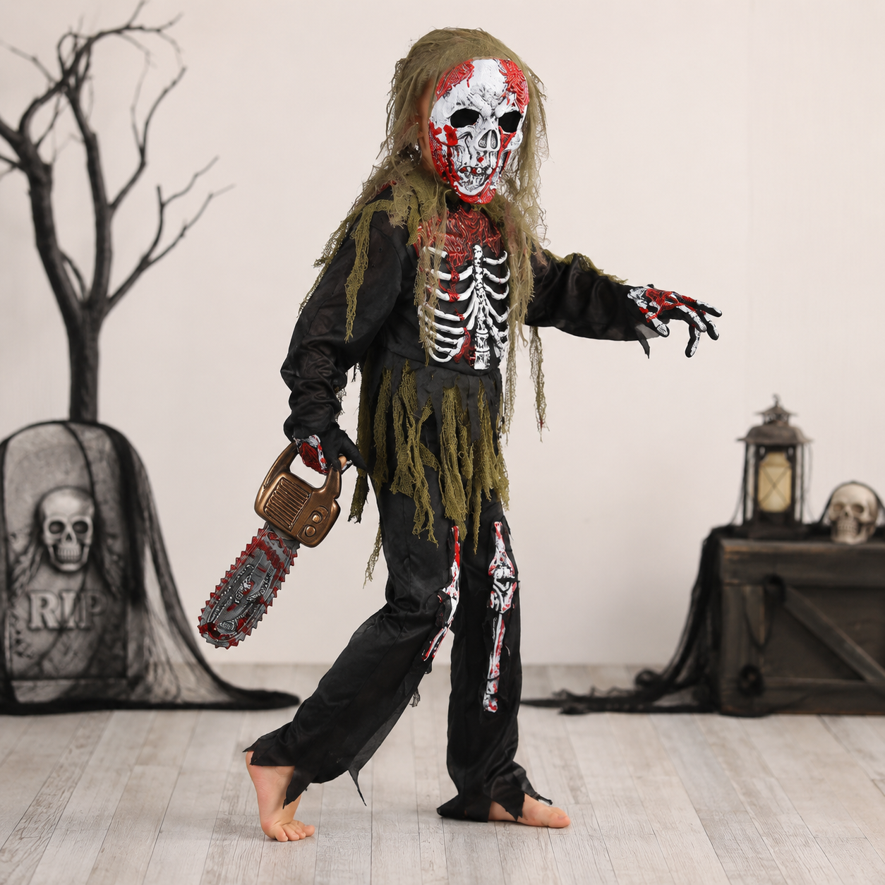Halloween-kostumer Skelettet Zombie Maske Kostumesæt
