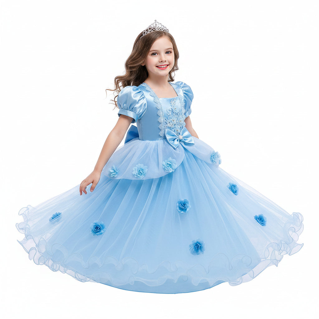 Fato de Halloween para Meninas Vestido de Princesa com Renda Vestido de Festa