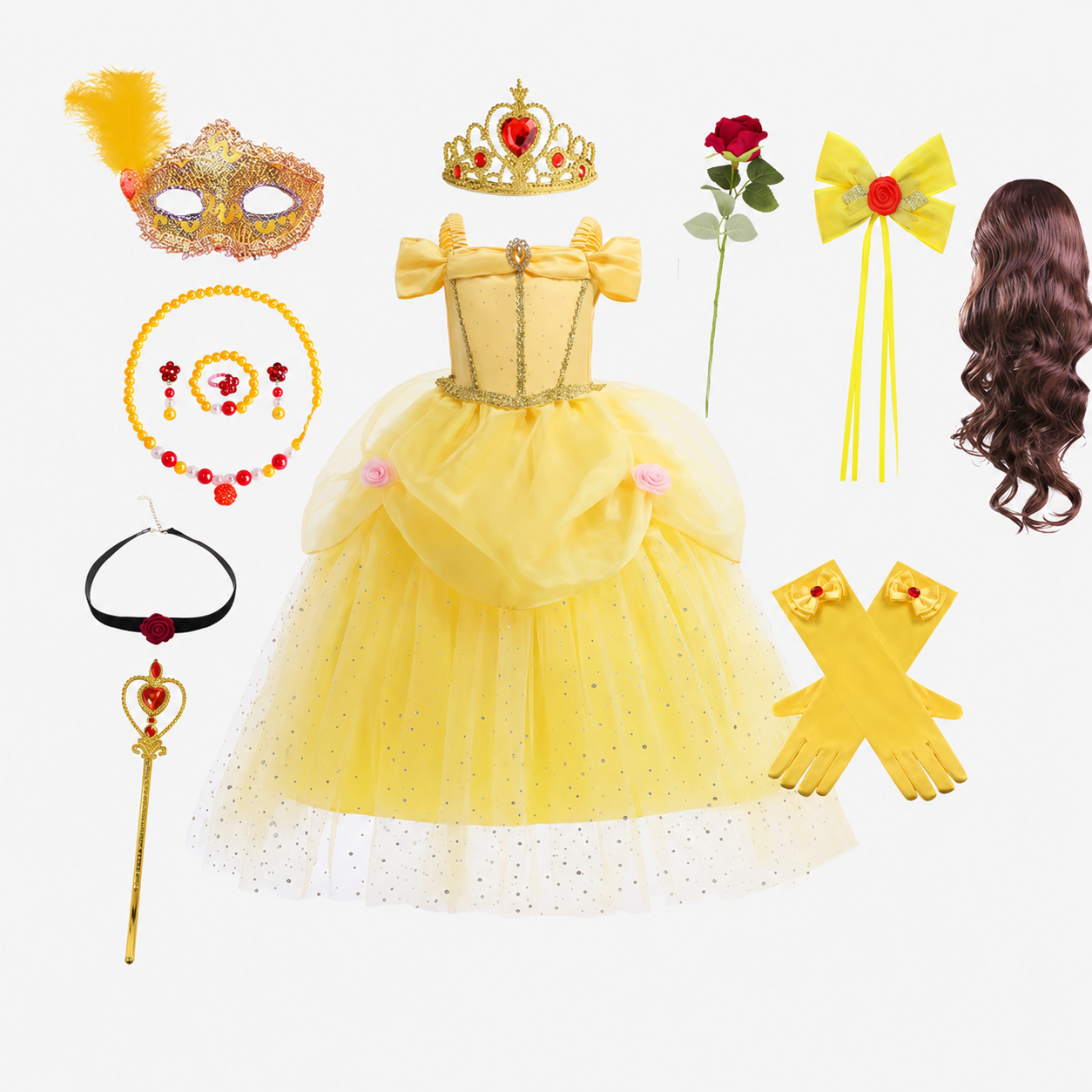 Costum de Halloween pentru fete, set rochie de petrecere prințesă