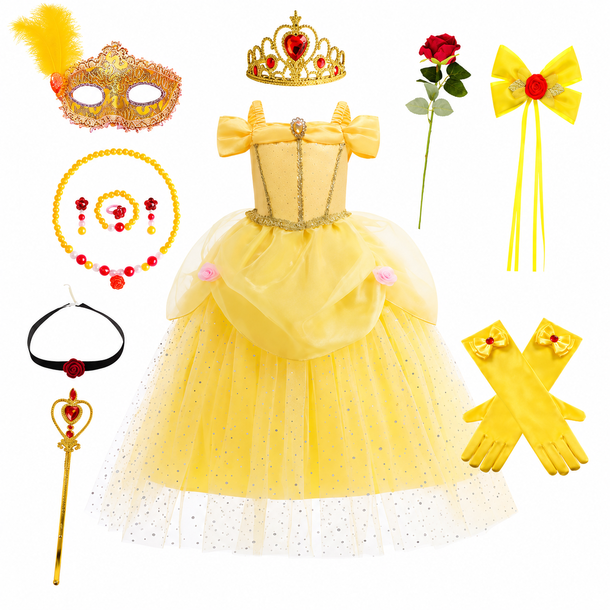 Costum de Halloween pentru fete, set rochie de petrecere prințesă