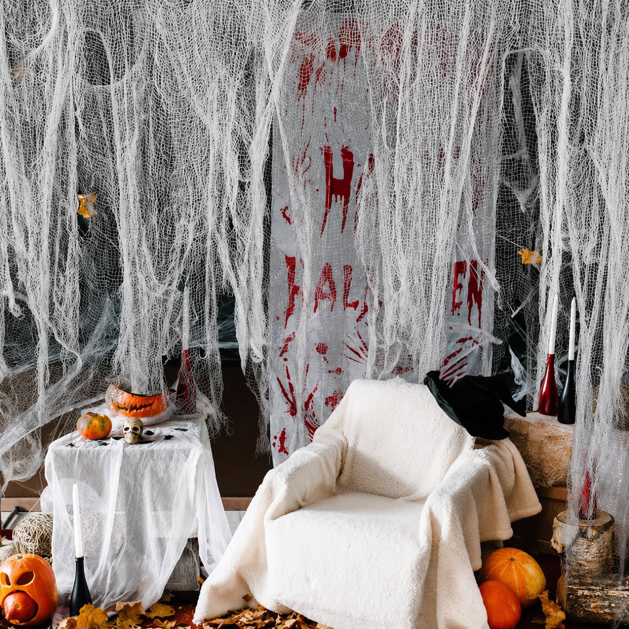 Decoração de Halloween em Tecido Elástico para Interior