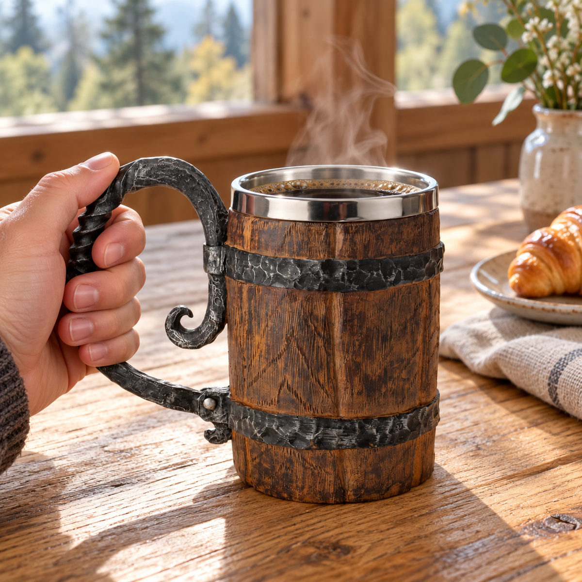 Hand Painted Tavern Mug Viking Mug Rustic Design