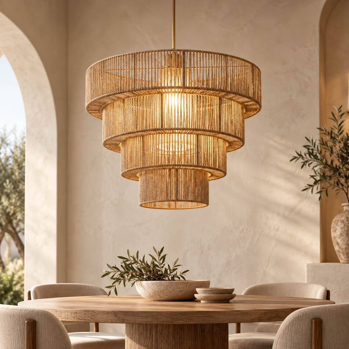 Handcrafted Ceiling Lamp Adjustable Height Modern Design